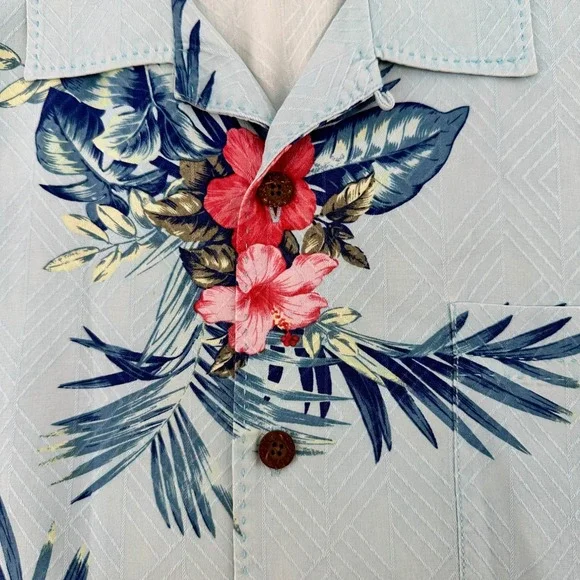 Tommy Bahama Mens 2XLB Silk Camp Shirt Tropical Floral Blue TB93 Big & Tall - Picture 11 of 13